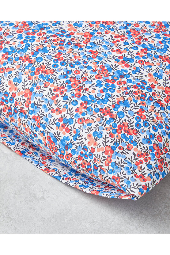 Flower Blast Kolay Ütülenir 2li Yastık Kılıfı 50x70 cm Kırmızı - Mavi