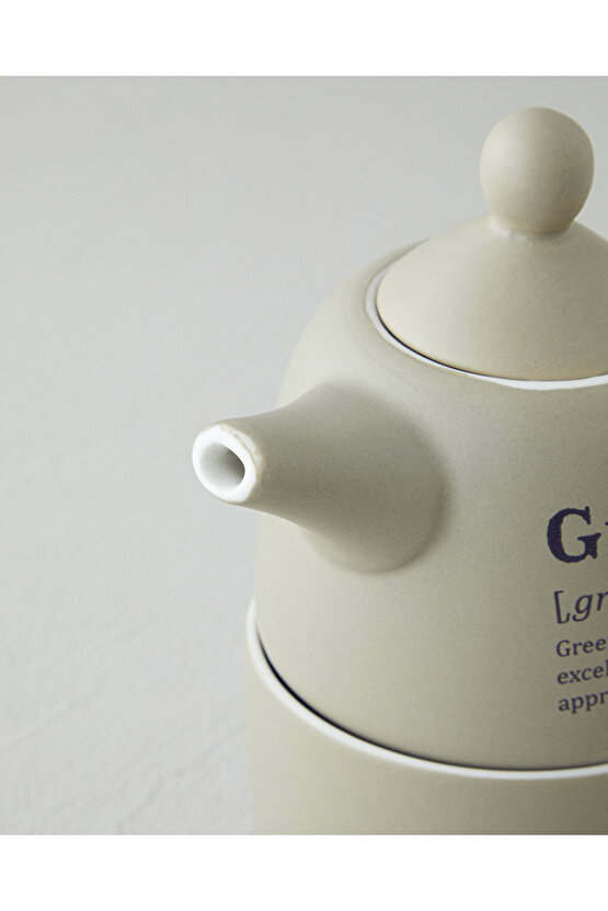 Green Tea New Bone China Demlik Seti 300 ml Yeşil