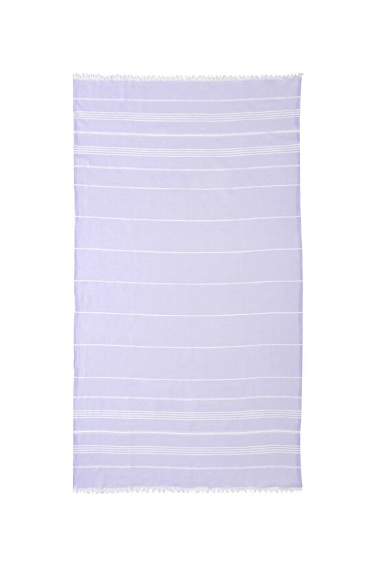 LCW HOME Lila Çizgili Saçaklı Pestamal Havlu 90x165 Cm