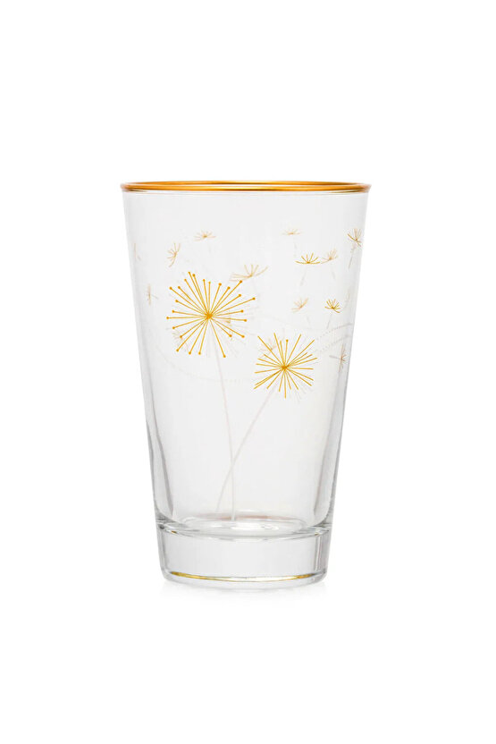 Gold Çiçek Baskılı Cam Su Bardağı 3lü - 400 Ml