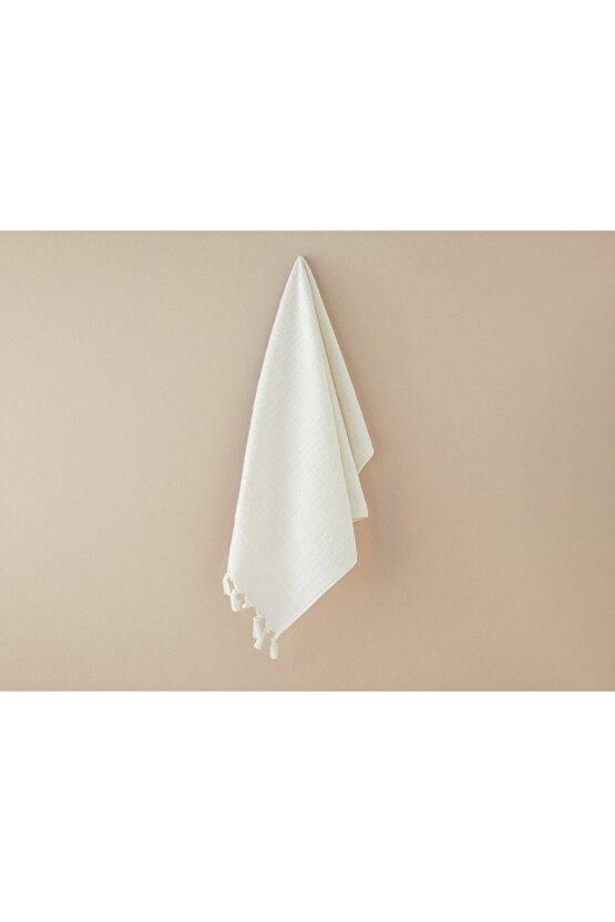 Tuffy Stripe Pamuklu Saçaklı El Havlusu Ekru