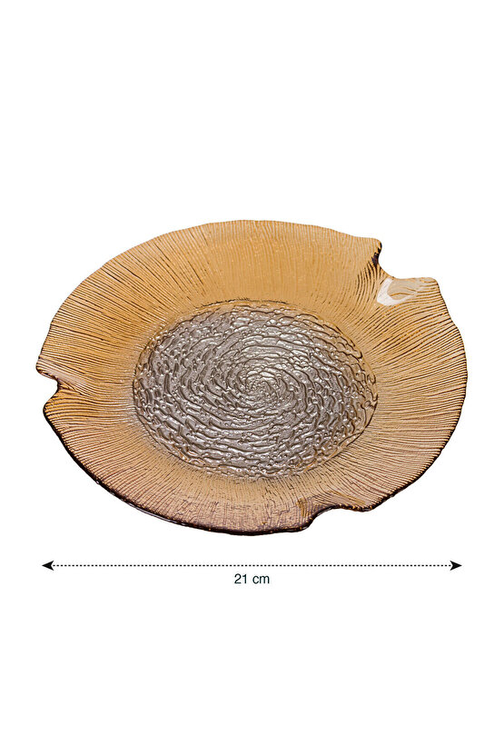 LCW HOME Koyu Bej Desenli Cam Pasta Tabağı Seti 4lü