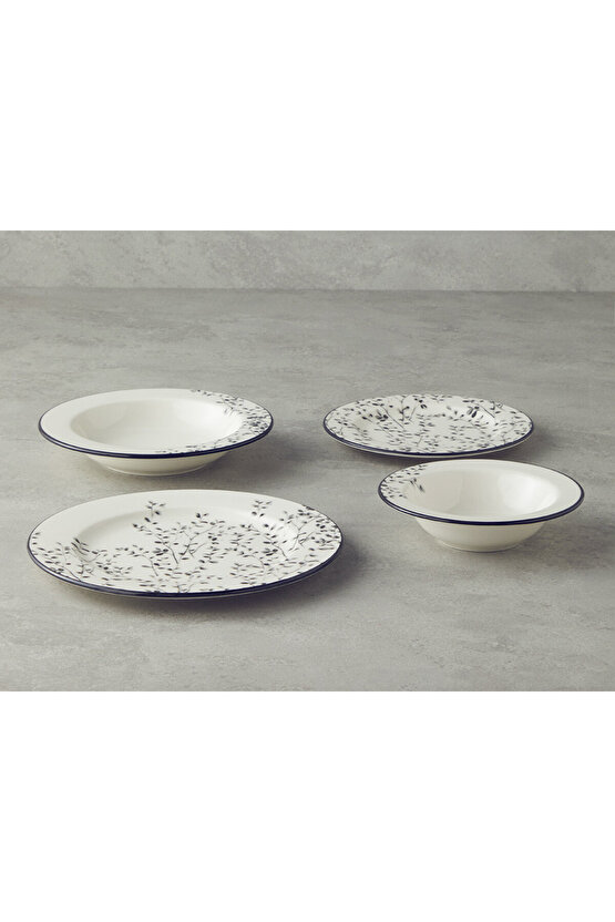 Mystic Porselen 24 Parça 6 Kişilik Yemek Takımı Siyah