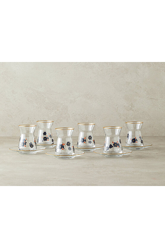 Boheme Cam 12 Parça 6 Kişilik Çay Seti Siyah