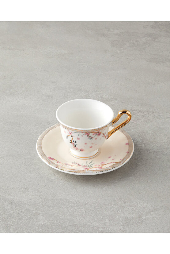 Sakura Dream New Bone China 4 Parça 2 Kişilik Kahve Fincan Takımı 90 ml Pembe