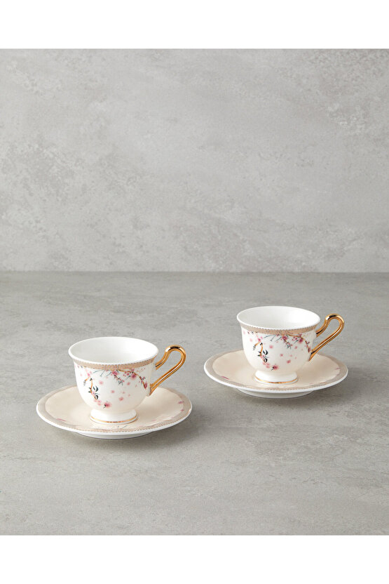 Sakura Dream New Bone China 4 Parça 2 Kişilik Kahve Fincan Takımı 90 ml Pembe