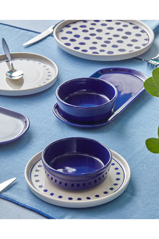 Cosmos Seramik Kahvaltı Takımı 14 parça 6 kişilik Lacivert