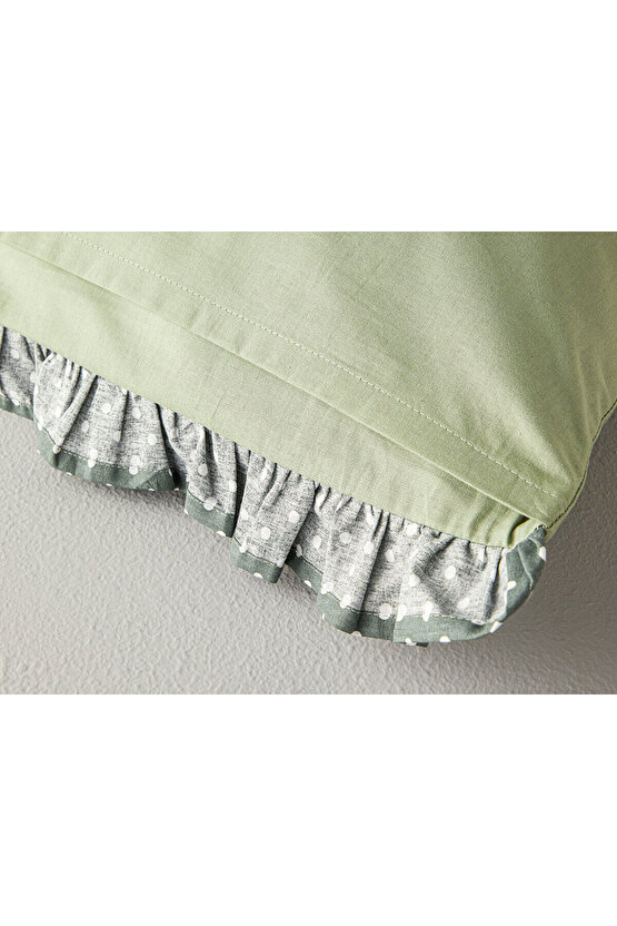 Polkadot Kombin Fırfırlı 2li Yastık Kılıfı Yeşil