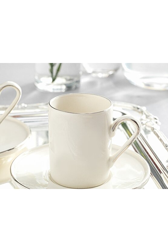 Torino Kahve Servisi 4 Adet 2 Kişilik Porselen 90 ml Gümüş