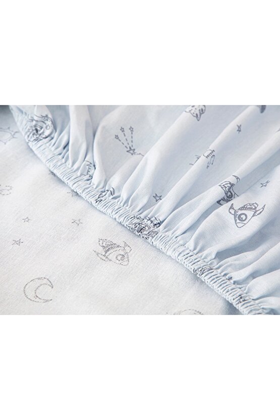 Galaxy Pamuklu Bebe Lastikli Çarşaf Takımı 70x140 Cm Mavi
