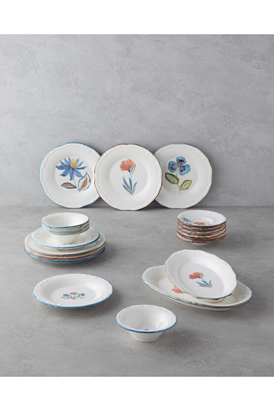 Jessica Porselen 20 Parça 6 Kişilik Kahvaltı Takımı Renkli