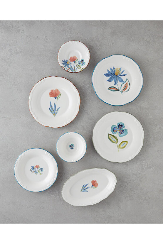 Jessica Porselen 20 Parça 6 Kişilik Kahvaltı Takımı Renkli