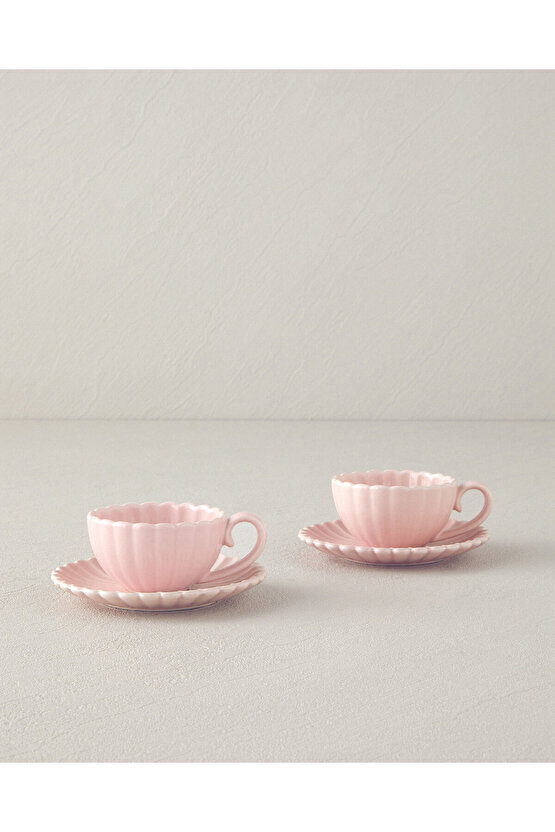 Fiore New Bone China 4 Parça 2 Kişilik Kahve Fincan Takımı Pudra