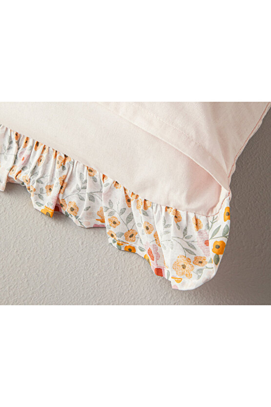 Ditsy Kombin Fırfırlı 2li Yastık Kılıfı Pembe