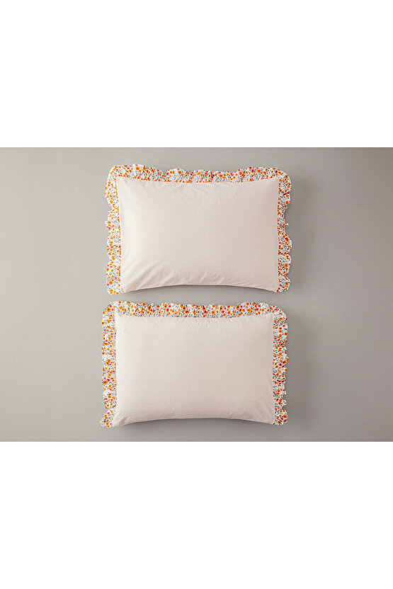 Ditsy Kombin Fırfırlı 2li Yastık Kılıfı Pembe