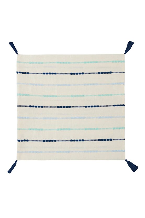 Nakışlı Püskül Detaylı Kırlent Kılıfı 45x45 Cm