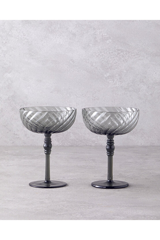 Meghan Cam 2li Kadeh 280 ml Antrasit