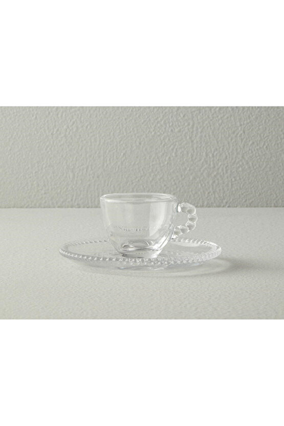 Balloon Cam 8 Parça 4 Kişilik Kahve Fincan Takımı Şeffaf