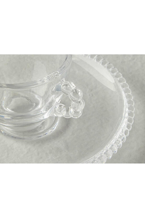 Balloon Cam 8 Parça 4 Kişilik Kahve Fincan Takımı Şeffaf