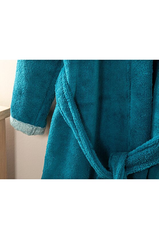 Wellsoft Pamuk Çocuk Bornoz 6-8 Yaş Yeşil