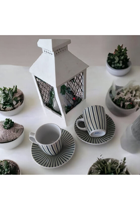 Colour comb Porselen 4 parça 2 Kişilik Kahve Fincanı