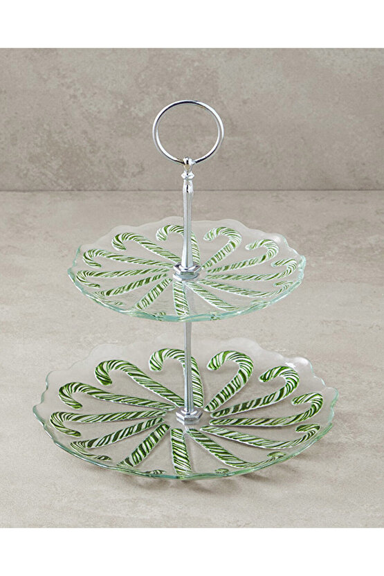 Candy Cane Cam Katlı Servis Yeşil