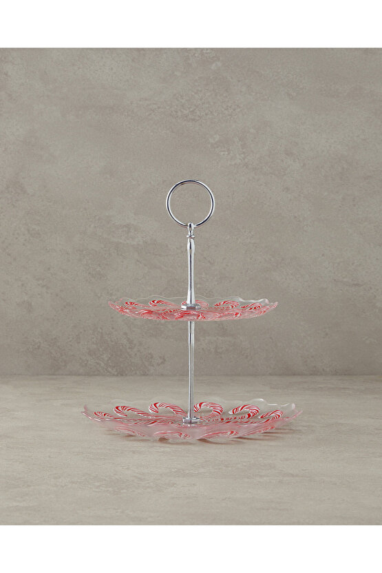 Candy Cane Cam Katlı Servis Kırmızı