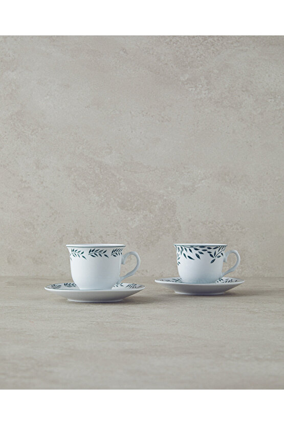 Blatt Porselen 2li Kahve Fincan Takımı 80 Ml Yeşil