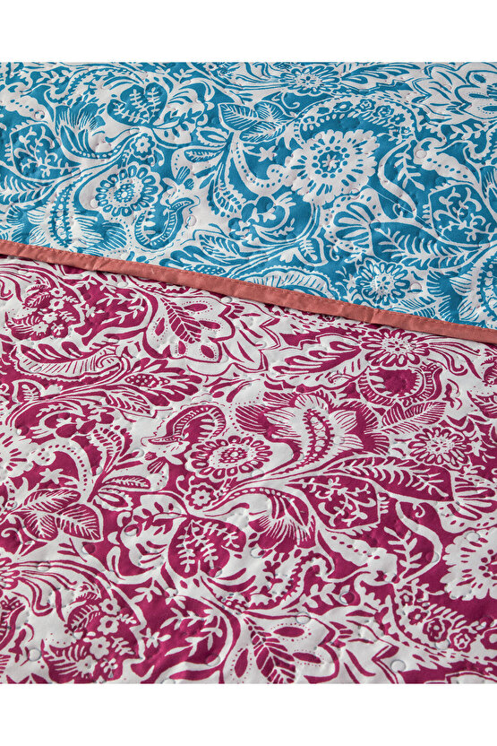 Folk Art Tek Kişilik Çok Amaçlı Örtü Koyu Pembe