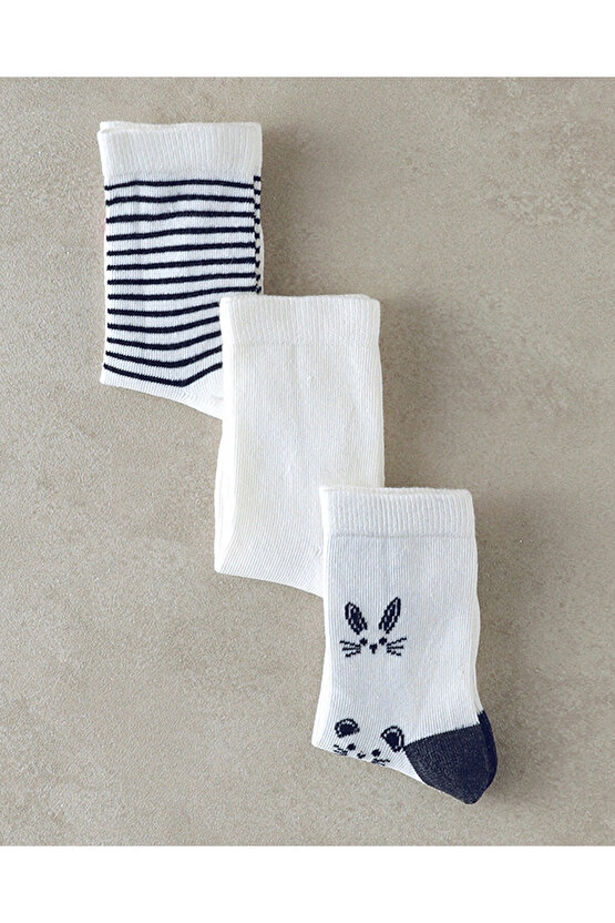 Cat 3lü Çocuk Çorap Siyah - Beyaz
