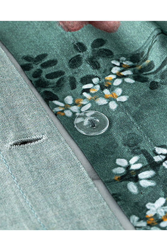 Sweet Spring Dijital Baskılı Çift Taraflı Çift Kişilik Nevresim Takımı Yeşil