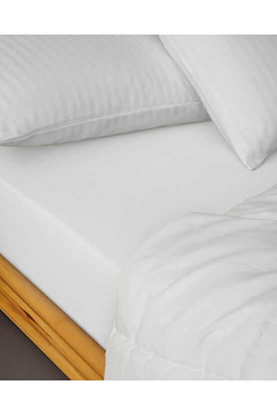 Novella Premium Pamuk Dokulu Tek Kişilik Lastikli Çarşaf 100x200 cm Beyaz