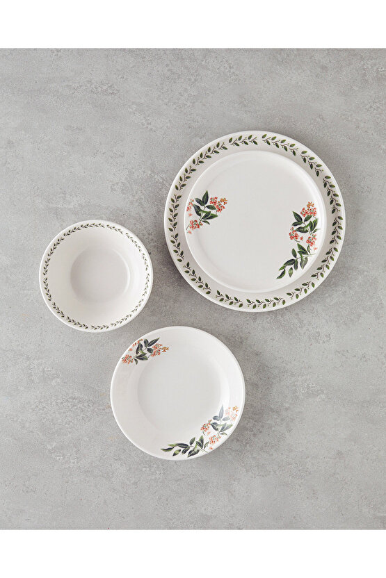 Elena Seramik Yemek Takımı 16 Parça 4 Kişilik Yeşil-Turuncu