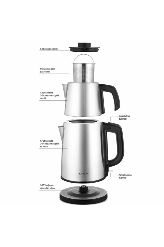 Conti CTM-125 Tealine Paslanmaz Çelik Çay Makinesi - İnox