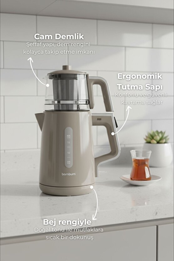 Force  Cam Demlikli Çay Makinesi