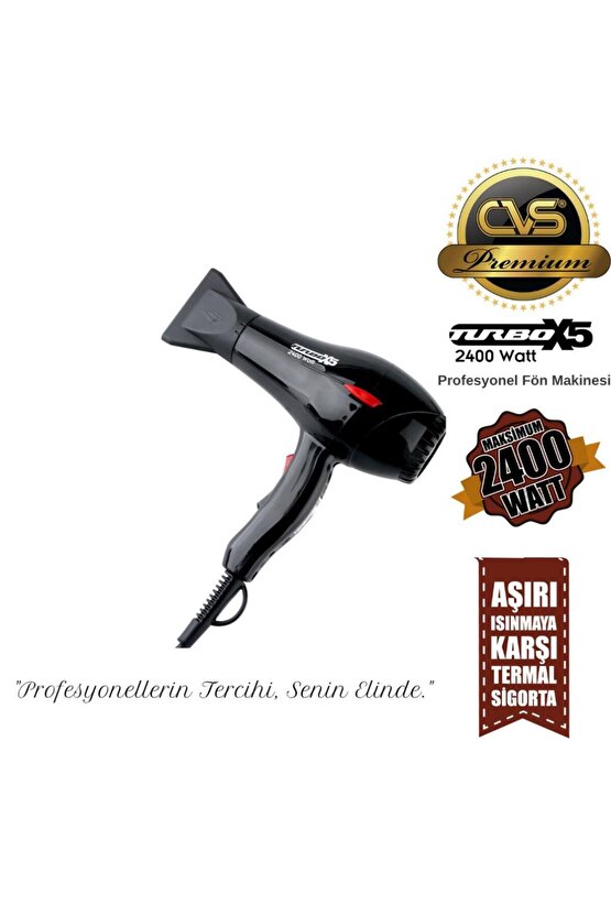 DN 7105 X5 Turbo Siyah Profesyonel Fön Makinesi
