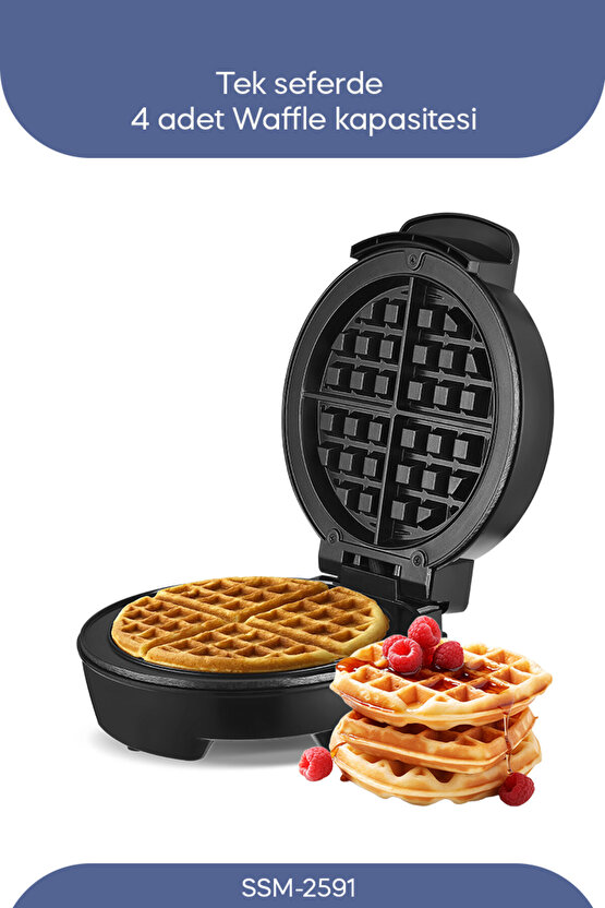 Ssm-2591 Belçika Waffle Makinesi, Yapışmaz Kaplama 1000 Watt