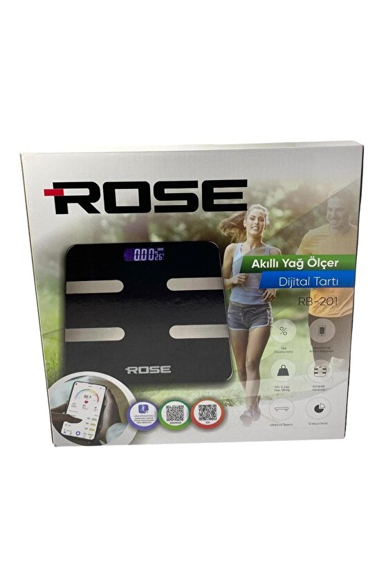 Dijital Baskül Tartı Akıllı Yağ Ölçer Bluetooth Telefon Uygulamalı RB-201