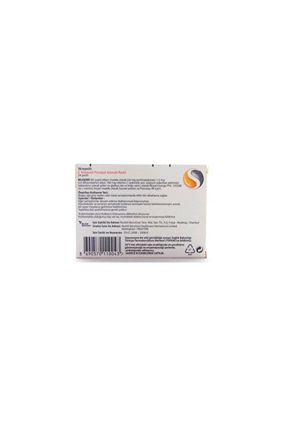Strepsils Vitamin C Orange 24 Pastil | Portakal Aromalı