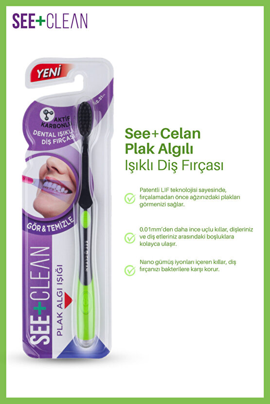 See+clean Plak Algı Işıklı Diş Fırçası Yeşil