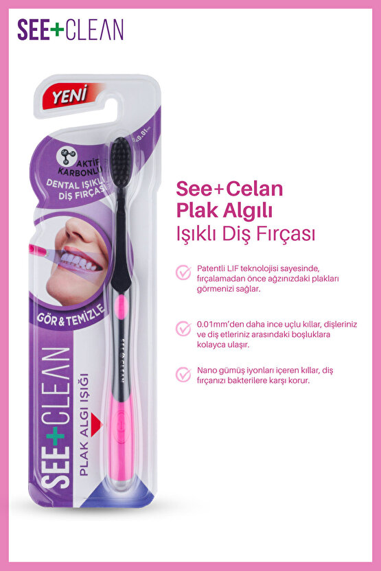 See+clean Plak Algı Işıklı Diş Fırçası Pembe