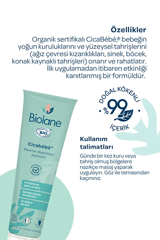 %99 Doğal İçerikli Aşırı Tahriş Onarıcı Rahatlatıcı Koruyucu Cicabebe Organik Balsam (40ml)