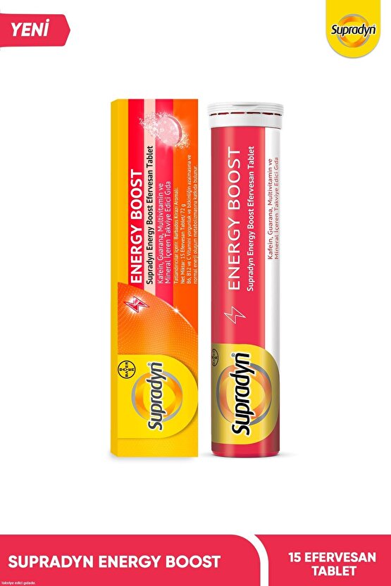 Energy Boost Efervesan Tablet l Kafein, Guarana, Multivitamin ve Mineral