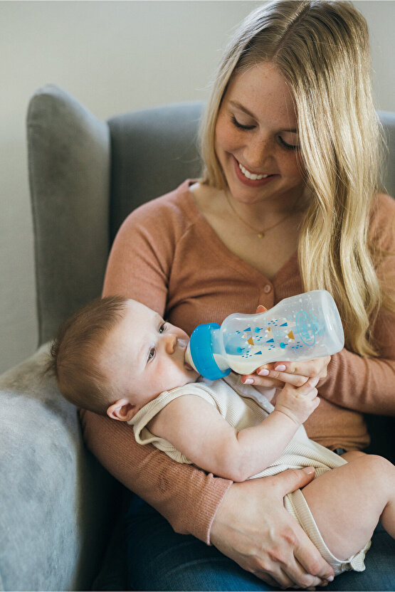 270 Ml Geniş Ağız Antikolik Options+ PP Mavi Desenli Biberon