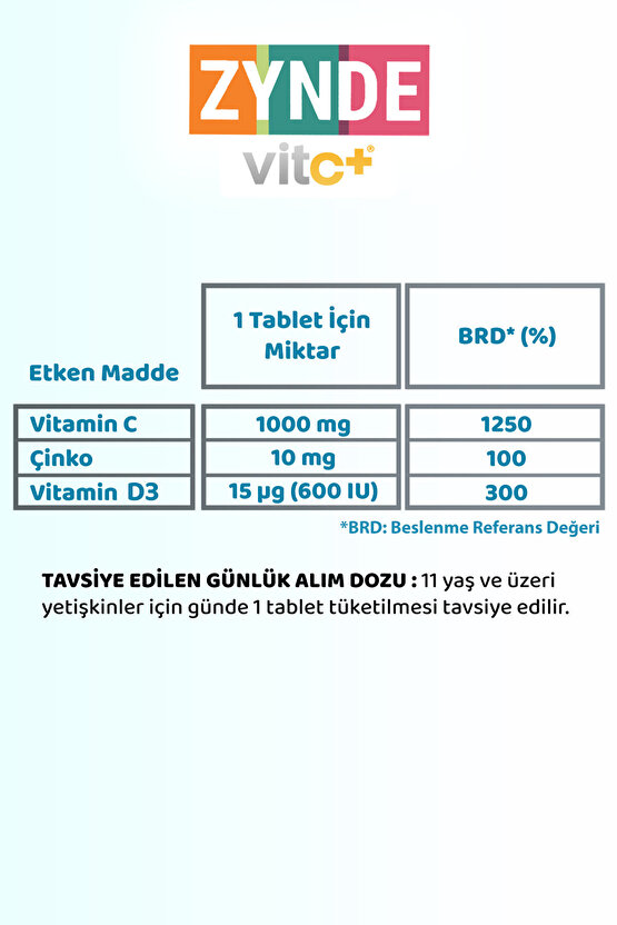 Vit C+ Vitamin C İçeren Takviye Edici Gıda 30 Tablet