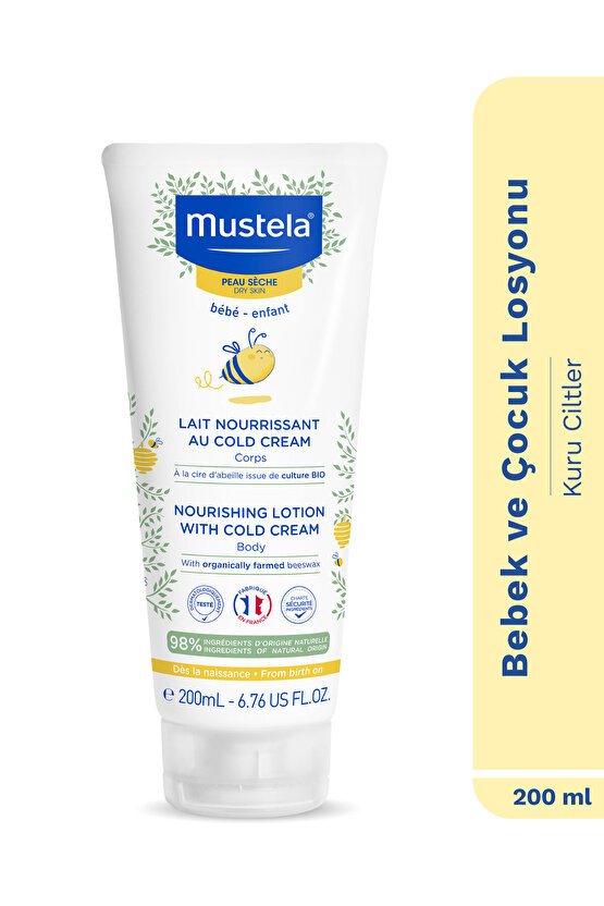 %98 Doğal İçerikli Kuru Cilt Cold Cream İçeren Besleyici Nemlendirici Vücut Losyon Bebek Çocuk 200ml
