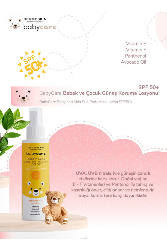 Babycare Bebek ve Çocuk Güneş Koruma Vücut Losyonu | Spf 50+ | Probiyotikli UVA & UVB | 100 ml