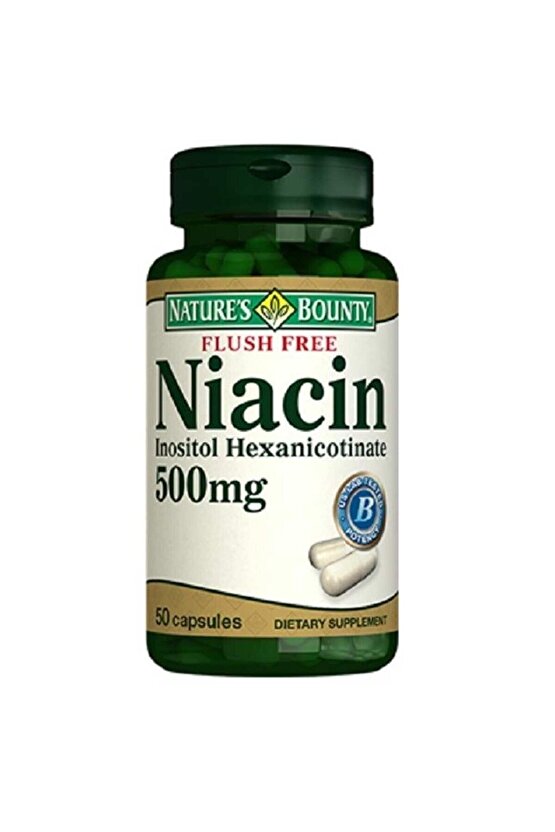 Flush Free Niacin 500 mg Takviye Edici Gıda 50 Kapsül