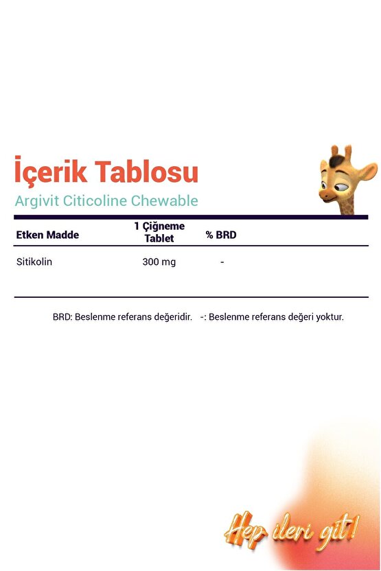 Citicoline Chewable Sitikolin İçeren Takviye Edici Gıda 30 Tablet