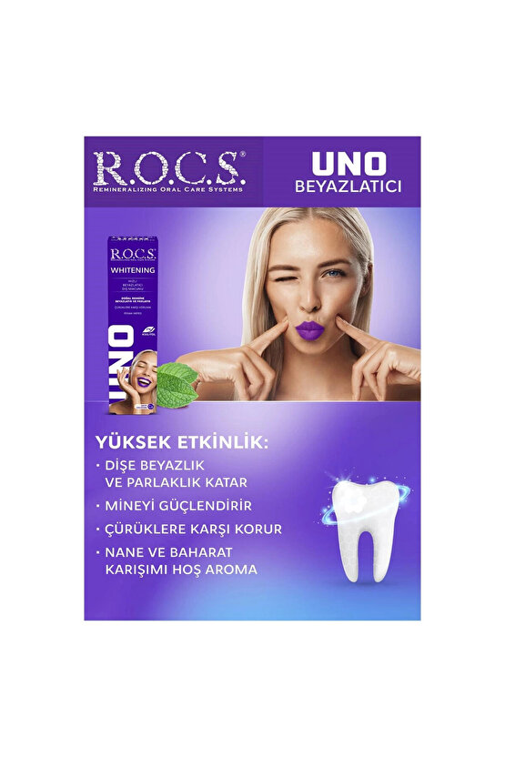 Rocs Uno Hızlı Beyazlatıcı Diş Macunu 74g